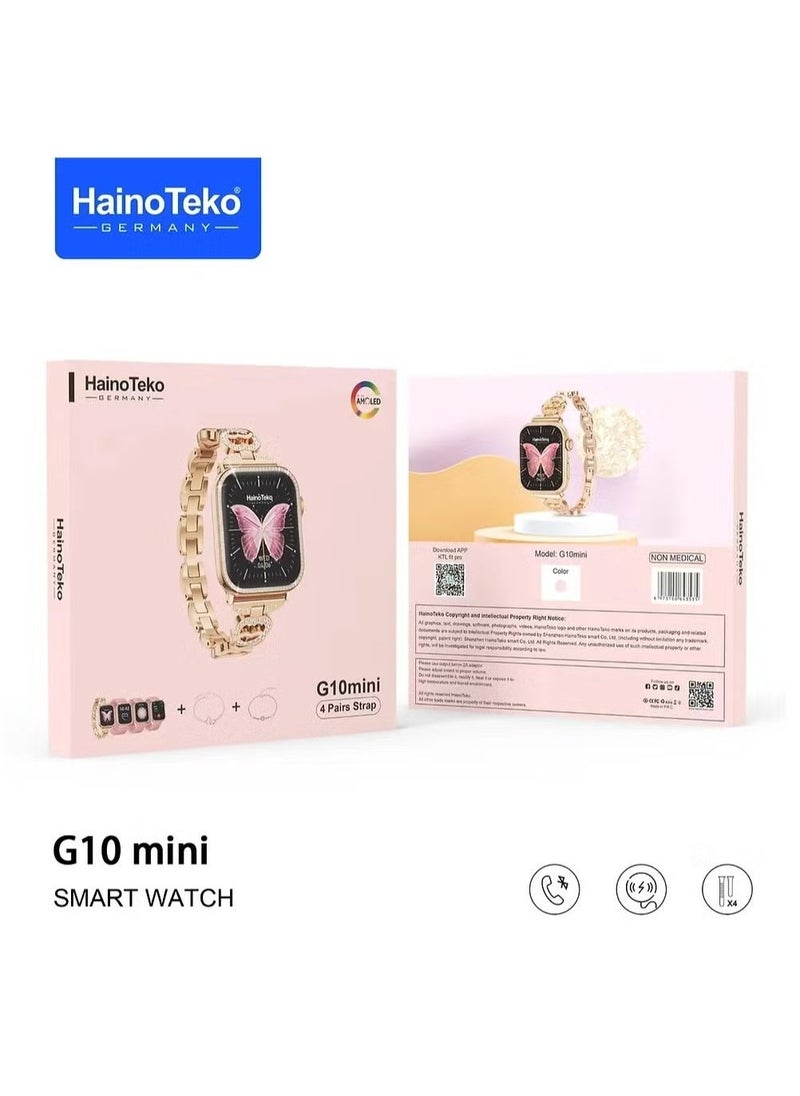 Haino Teko G10 Mini Rose Gold Edition Ladies Smart Watch – Elegant, Stylish & Compact with 4 Set Straps & Exotic Bracelets Combo, Fitness Tracker, Heart Rate Monitor, Waterproof, Long Battery Life – Perfect for Fashion & Functionality  - Image 2