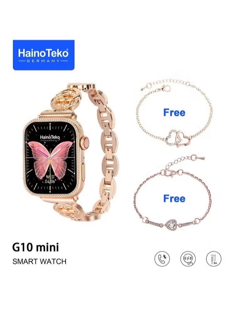 Haino Teko G10 Mini Rose Gold Edition Ladies Smart Watch – Elegant, Stylish & Compact with 4 Set Straps & Exotic Bracelets Combo, Fitness Tracker, Heart Rate Monitor, Waterproof, Long Battery Life – Perfect for Fashion & Functionality  - Image 3