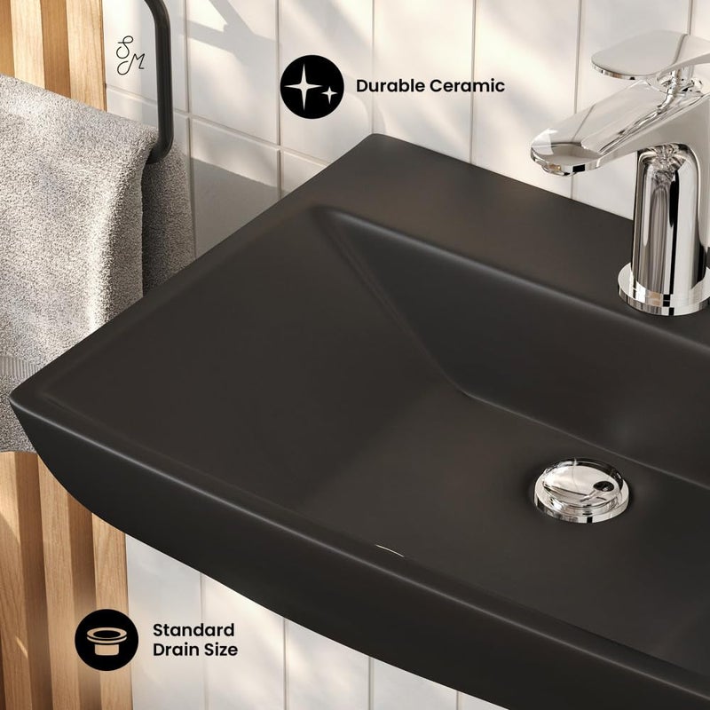 Swiss Madison Sublime 18" Ceramic Wall Hung Sink in Matte Black - Image 3