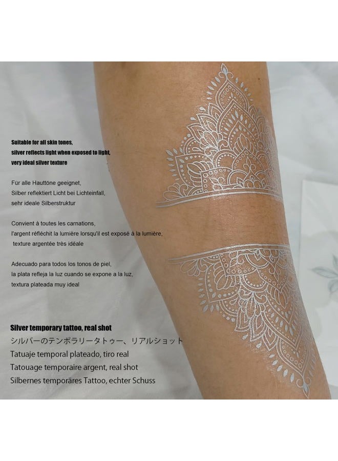 Roarhowl Metallic sparkle temporary tattoos, gold, silver, suitable for all skin tones (silvery 4) - Image 5