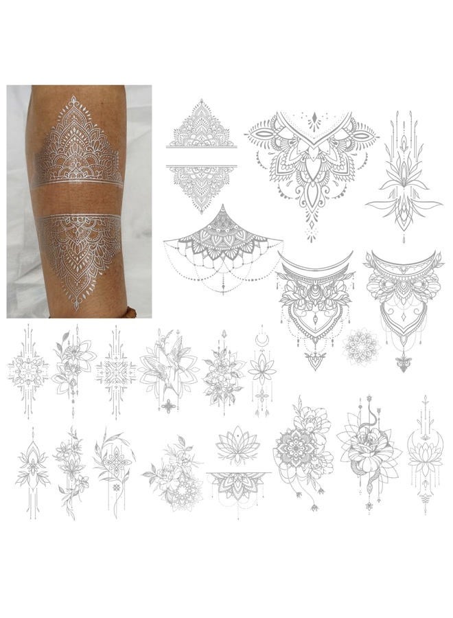 Roarhowl Metallic sparkle temporary tattoos, gold, silver, suitable for all skin tones (silvery 4) - Image 1