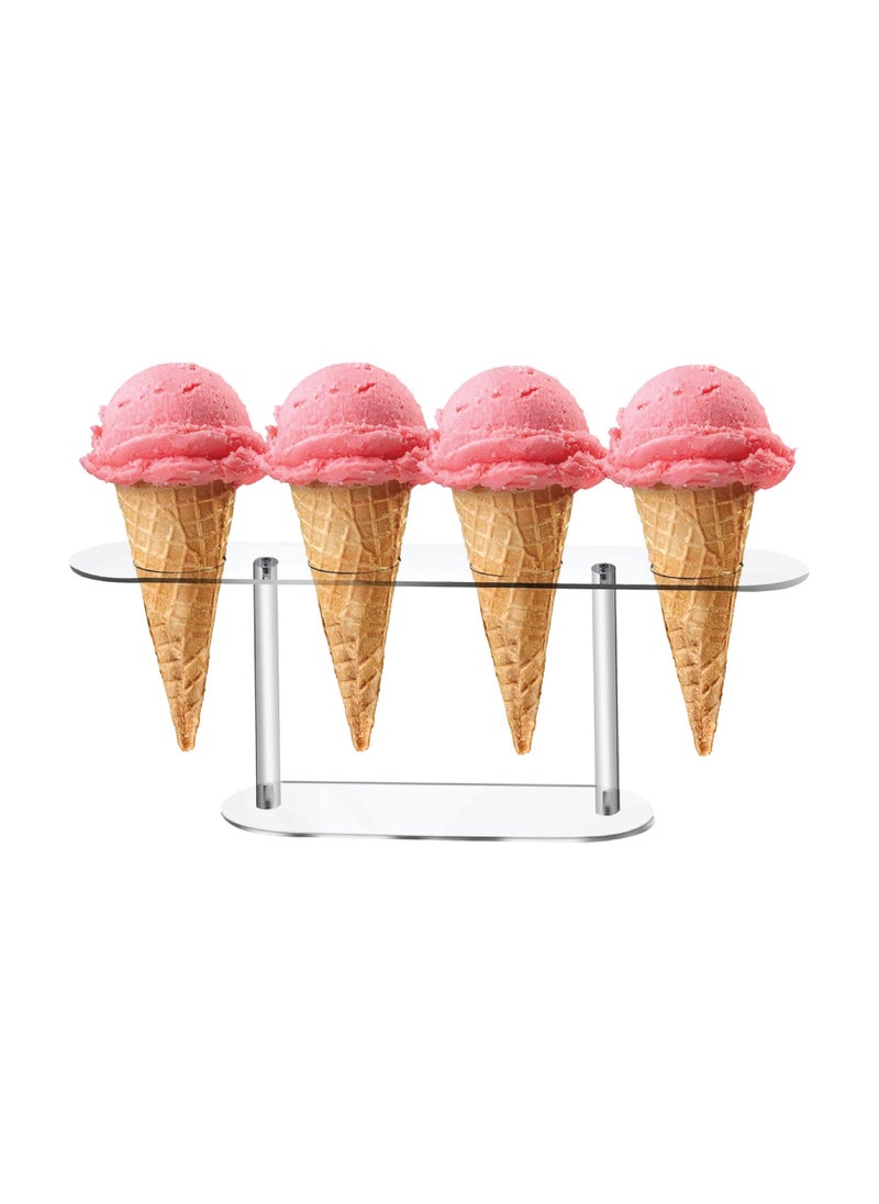 SMARTPOINTS 1 Pack Large Holes Acrylic Ice Cream Cone Holder, Charcuterie Food Cone Holder, Waffle Cone Holder Stand, 4 Holes  - Image 1