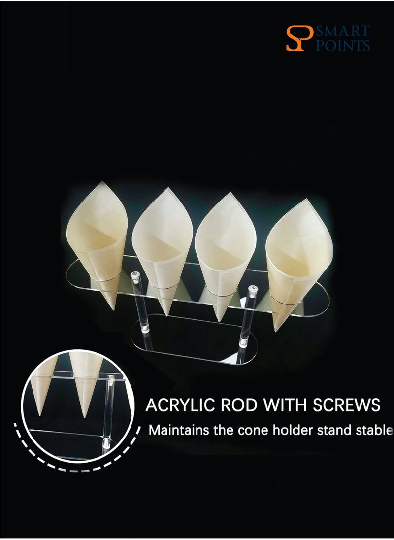 SMARTPOINTS 1 Pack Large Holes Acrylic Ice Cream Cone Holder, Charcuterie Food Cone Holder, Waffle Cone Holder Stand, 4 Holes  - Image 4