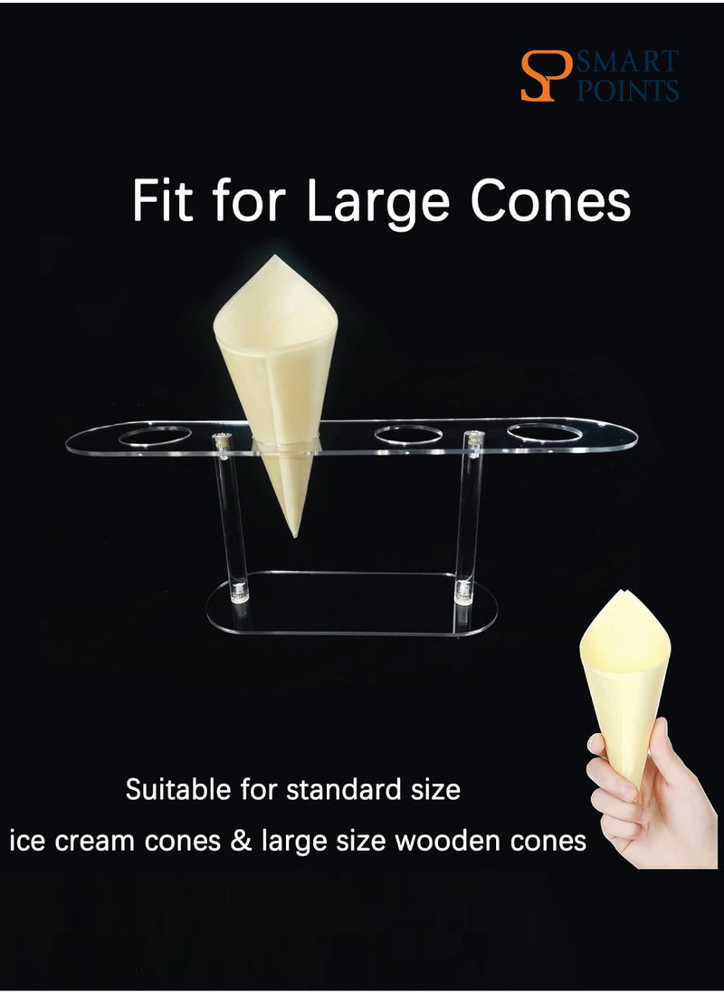 SMARTPOINTS 1 Pack Large Holes Acrylic Ice Cream Cone Holder, Charcuterie Food Cone Holder, Waffle Cone Holder Stand, 4 Holes  - Image 5