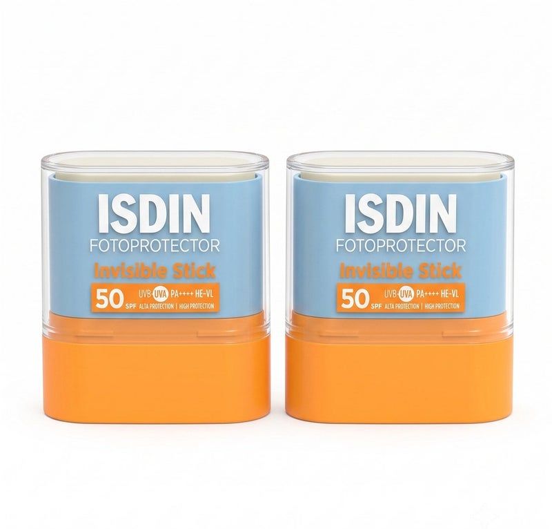 ISDIN Invisible Stick SPF 50 Bundle (10 g) – High-Protection Broad-Spectrum Sunscreen for Face & Sensitive Areas, with SPF 50 UV Protection, Convenient On-the-Go Stick Application, Bundle Offer – Save 40% - Image 1