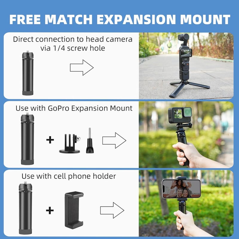 HeiyRC حامل ثلاثي صغير لتصوير الفيديو لجهاز DJI Pocket 3 OM Osmo Mobile 7P 6، لجهاز GoPro 13 Max Hero، لجهاز Insta360 X5 X3 X4، لجهاز DJI Action 5 Pro Smooth Hohem Feiyu DSLR كاميرا سطح المكتب وحامل الطاولة وملحقات القبضة - Image 2