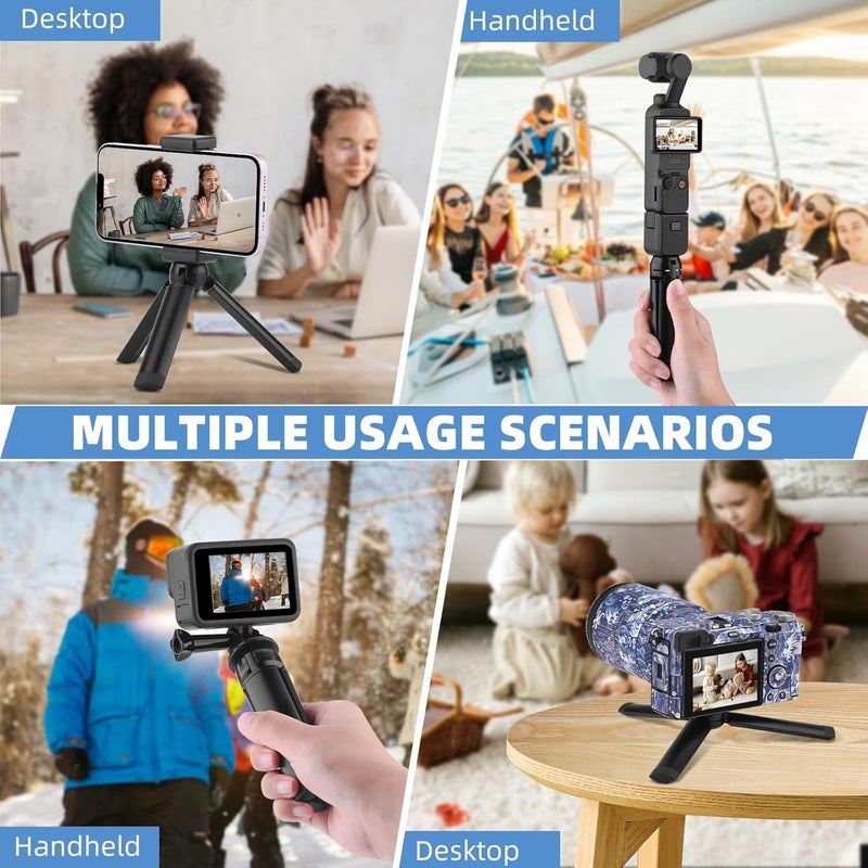 HeiyRC حامل ثلاثي صغير لتصوير الفيديو لجهاز DJI Pocket 3 OM Osmo Mobile 7P 6، لجهاز GoPro 13 Max Hero، لجهاز Insta360 X5 X3 X4، لجهاز DJI Action 5 Pro Smooth Hohem Feiyu DSLR كاميرا سطح المكتب وحامل الطاولة وملحقات القبضة - Image 3