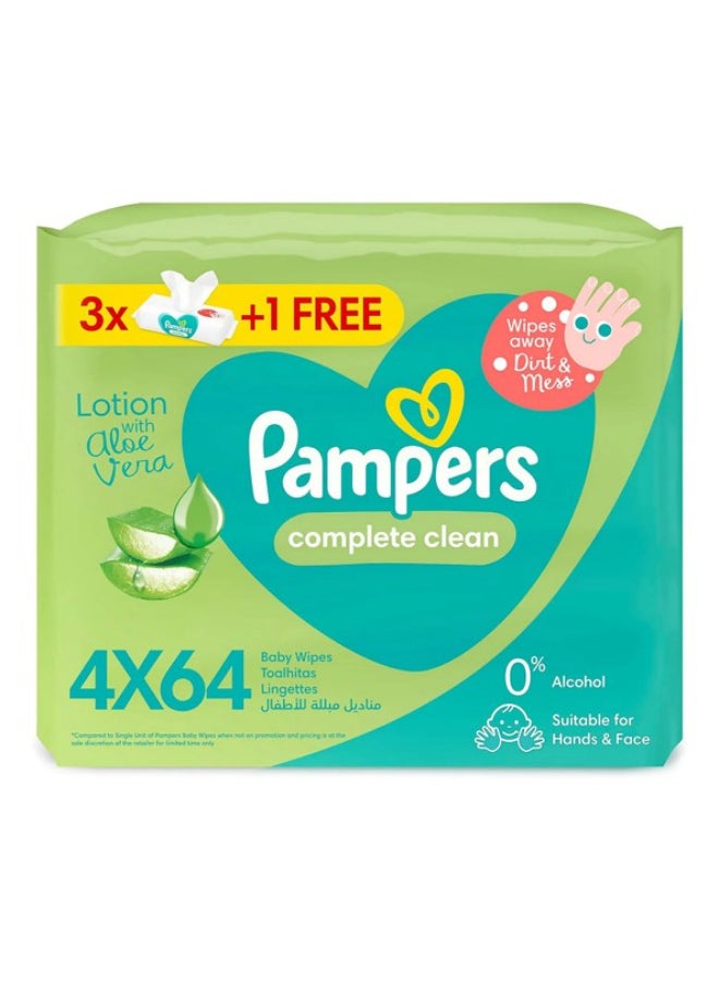 بامبرز مناديل مبللة كومبليت كلين للأطفال خالية من الكحول، 2+2 عبوة، 256 منديل - Image 1