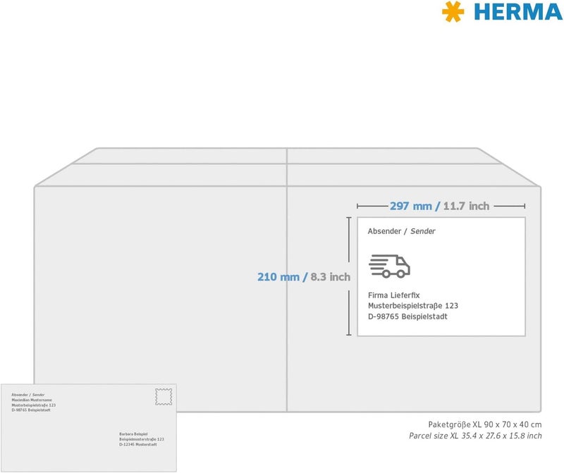 Herma Self Adhesive Removable Multi-Purpose Labels, 1 Label Per A4 Sheet, 25 Labels For Printers, Large, 210 x 297 mm (10021) - Image 4
