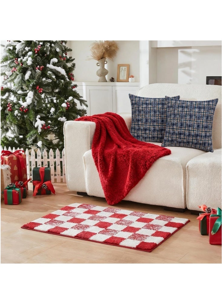 GGEROU Pack of 2 Christmas Plaid Decorative Throw Pillow Covers Snowflake Tartan Scottish Cushion Cover for Sofa Couch Farmhouse Holiday Decor 45*45cm(D) - Image 3