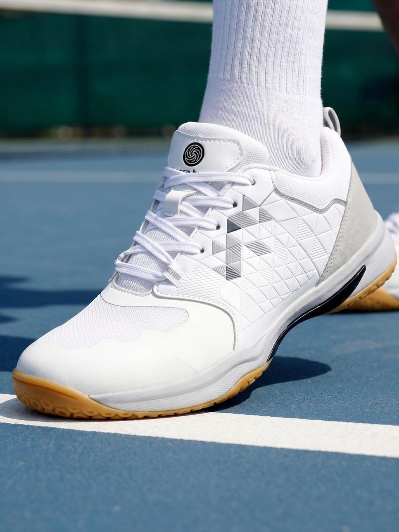 Bacca Bucci Men Pinnacle Swiftstrike High-Performance Court Shoe With Non-Marking Outsole, Enhanced Cushioning For Badminton, Table Tennis, Volleyball, Squash And Tennis (White, 10) - Image 5