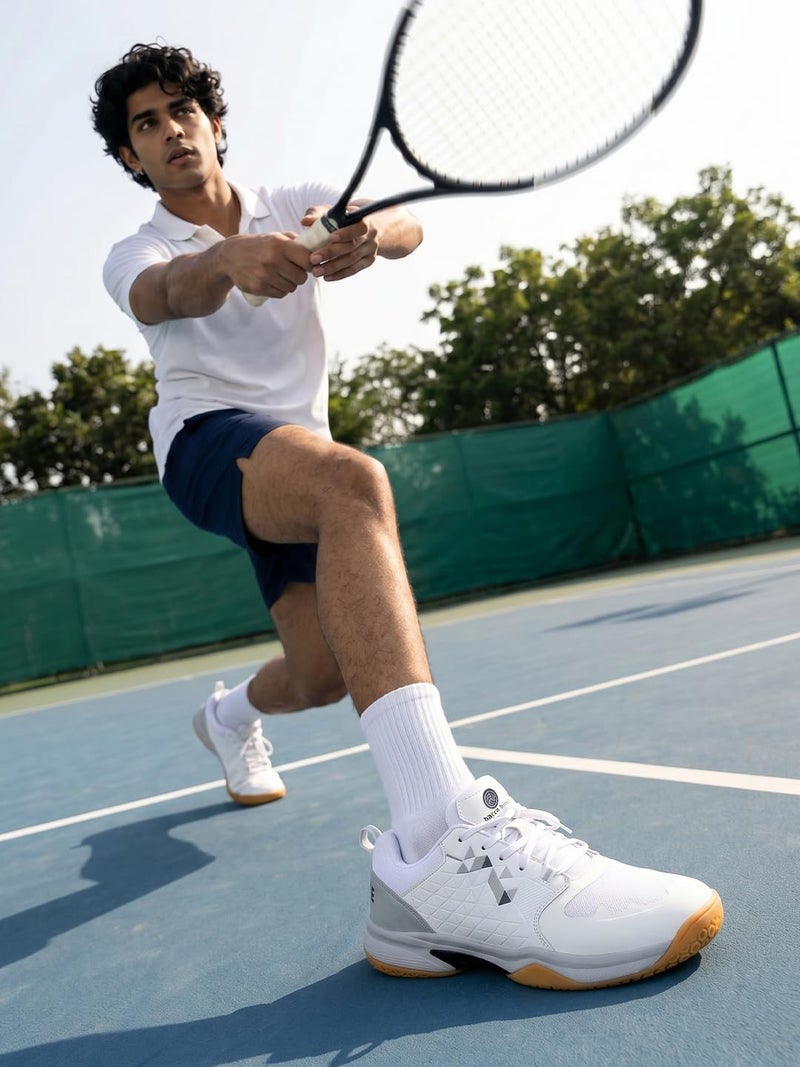 Bacca Bucci Men Pinnacle Swiftstrike High-Performance Court Shoe With Non-Marking Outsole, Enhanced Cushioning For Badminton, Table Tennis, Volleyball, Squash And Tennis (White, 10) - Image 3