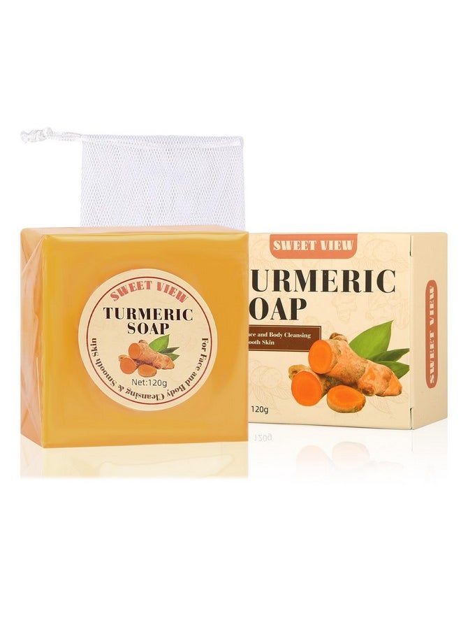SWEET VIEW Turmeric Soap Bar 4.23Oz Face & Body Handmade Bar With Honey Olive Oil Aloe Vera For Deep Cleansing & Smooth Skin.  - Image 1