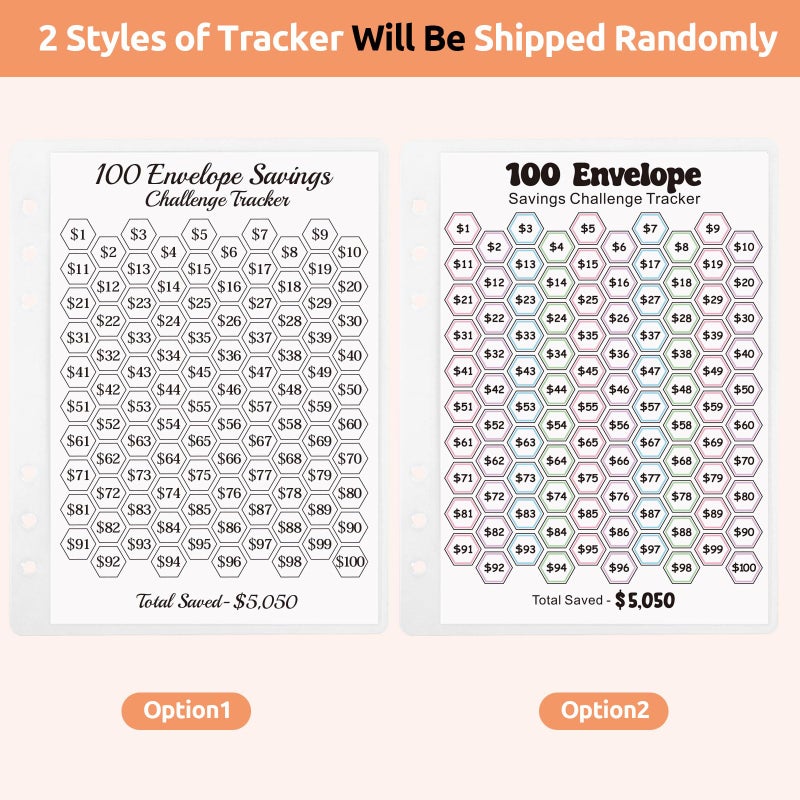 Zuozee 100 Envelopes Money Saving Challenge Binder, A5 Savings Binder for Planning and Saving $5050, Budget Binder with 25 Cash Envelopes and 3 Savings Challenges Trackers, Orange - Image 4