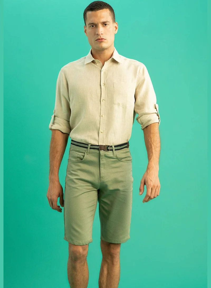 DeFacto Man Regular Fit Polo Neck Woven Top Long Sleeve Shirt