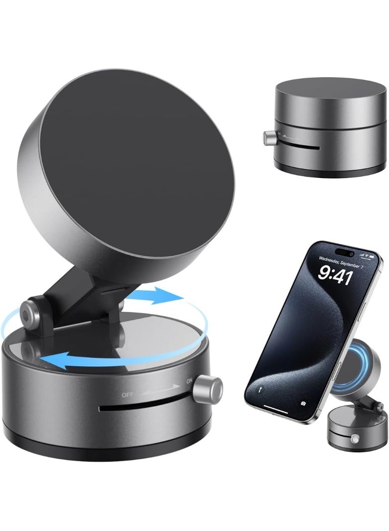 SUKILO Vacuum Magnetic Suction Phone Holder - 360° Adjustable Foldable Suction Cup Car Mount, Hands-Free Cell Phone Holder for Car, Gym, Mirror & Smooth Surfaces, Compatible with iPhone 16/15/14/13/12 Series - Image 1