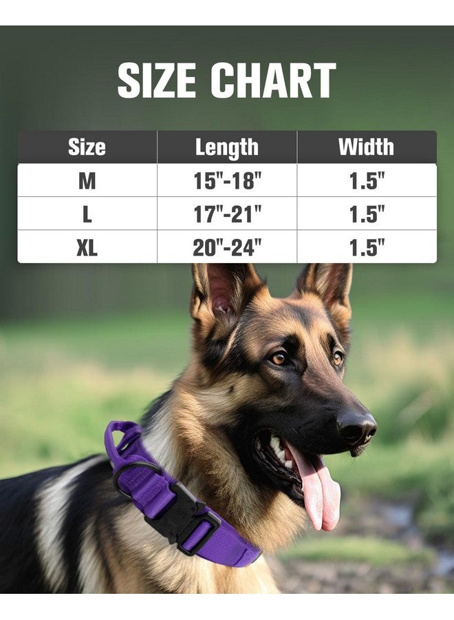 Joytale Joytale Tactical Dog Collar with Handle, Adjustable Heavy Duty Military Collar with 2 Patches for Training, Suitable for XLarge Dogs, Purple, XL  - Image 5