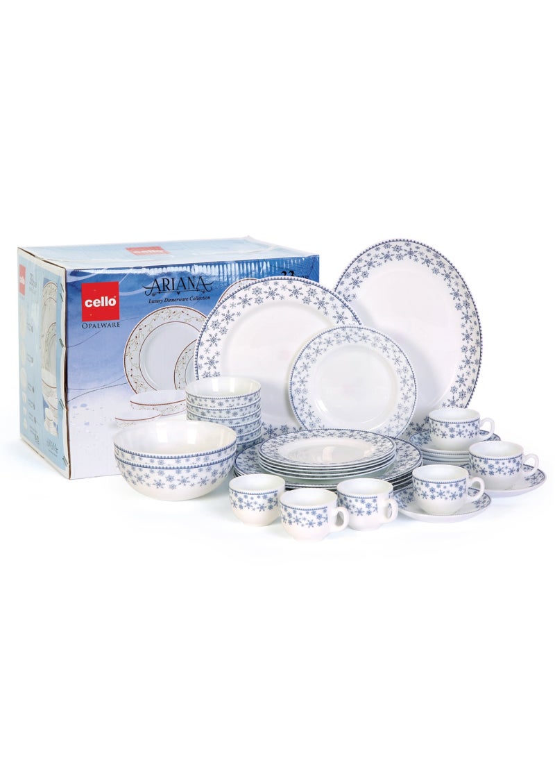 Cello Ariana Dinner Set 33Pcs Blue Sparkle