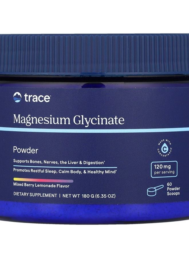 Trace Minerals مسحوق مغنيسيوم جليسينات بنكهة التوت والليمون 6.35 أونصة (180 جرام)