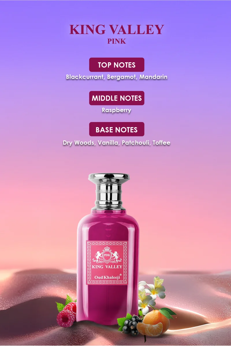 عود خليجي King Valley Pink 100ml a Luxurious Fruity-Floral Elegance Perfume For Women