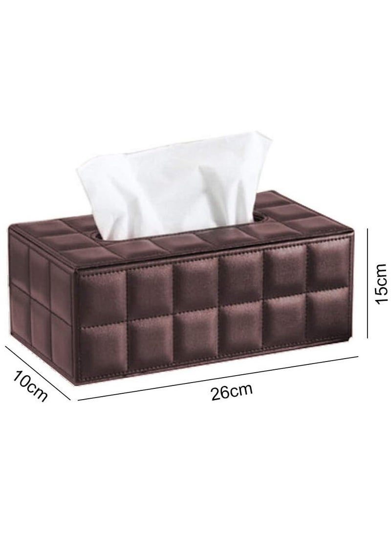 فيو حامل مناديل من جلد البولي يوريثان، صندوق مناديل ورقية مستطيل الشكل، حامل مناديل سطح المكتب، حاوية تخزين مناديل المطبخ، ديكورات المكاتب المنزلية والسيارة باللون الأسود - Image 4