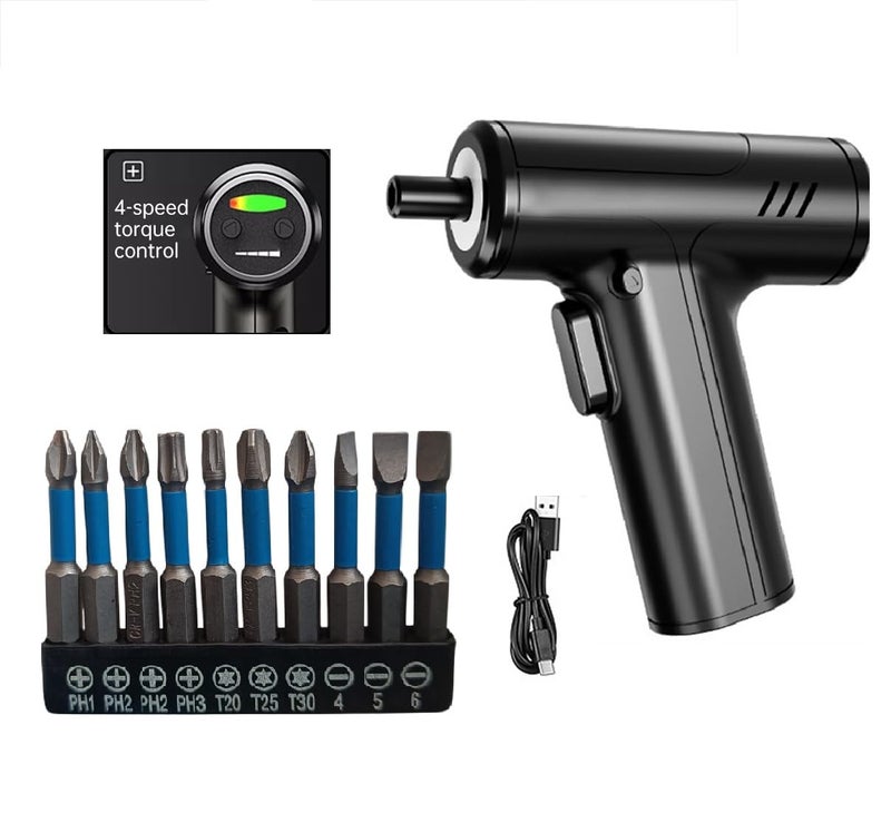 SHOPOBOX 4.2V 10 in 1 Electrical Screwdriver Set USB Rechargeable 2000mah 4 gear Adjustment Power Dril Multi-function Disassembly Torque Repair Tool Kit - Image 1