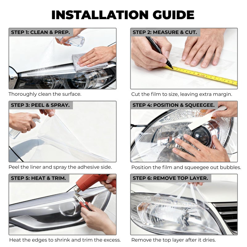 KOMAS 12â€ X 48â€ Tint Vinyl Film Sticker Sheet Roll for Car Headlight, Tail Lights, Fog Lights with Squeegee + Cutter (Glossy Yellow) - Image 2