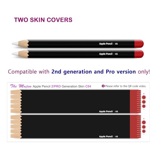 The Mujen Apple Pencil Skin [2 Pack] Ultra Thin 3M Premium Vinyl Cover Greenguard Gold Ink Apple Pencil Full wrap Cover Case – 2nd Gen and Pro (C04) - Image 2