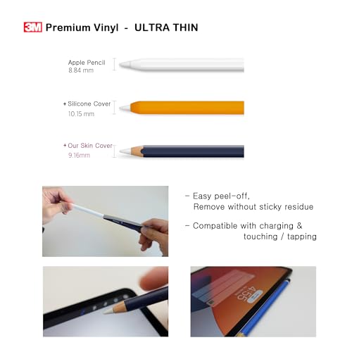 The Mujen Apple Pencil Skin [2 Pack] Ultra Thin 3M Premium Vinyl Cover Greenguard Gold Ink Apple Pencil Full wrap Cover Case – 2nd Gen and Pro (C04) - Image 4