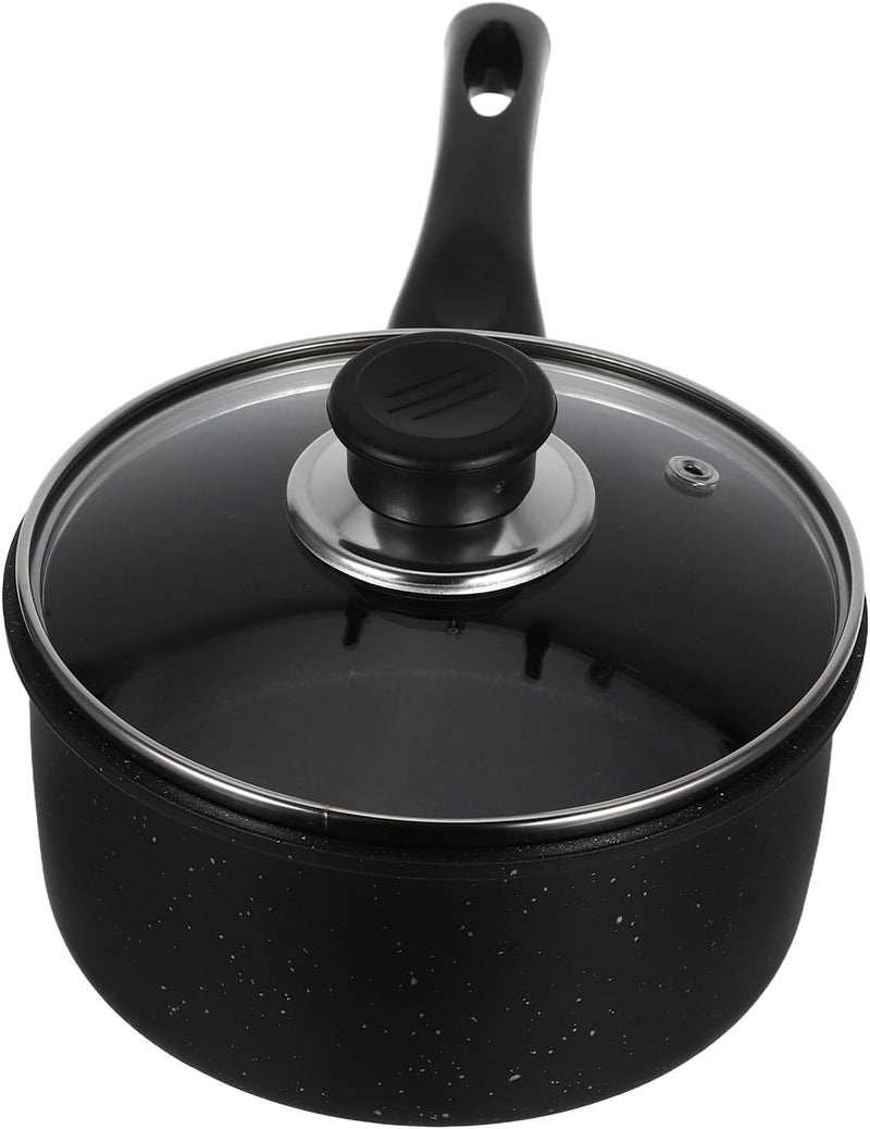 Healifty Mini Nonstick Saucepan with Lid 16cm Small Cooking Pot for 1-3 People Butter Warmer Food Prep Pot Stew and Boil Pan for Kitchen Stovetop Use - Image 1