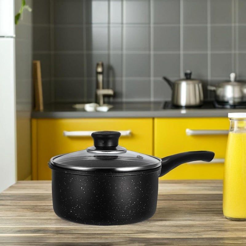 Healifty Mini Nonstick Saucepan with Lid 16cm Small Cooking Pot for 1-3 People Butter Warmer Food Prep Pot Stew and Boil Pan for Kitchen Stovetop Use - Image 5