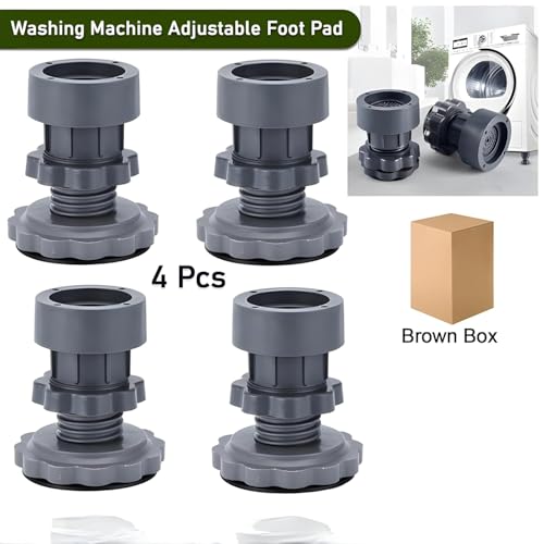 XML Washing Machine Stand Refrigerator Stand Floor Tray for Height Adjustment Plastic Leveling Feet Leg Anti Vibration Non Slip Pad with Rubber Grip, Set of 4, Grey - Image 3