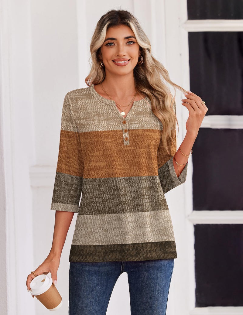 Zeagoo Fall Shirts for Women 2026 Fashion Floral Boho Tops Cute Half Sleeve Henley Tshirts Dress Shirt - Image 5