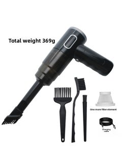 Wireless Portable Handheld Dust Blower Computer Case Keyboard Furniture Powerful Cleaning Dust Collector Keyboard Brush Vacuum Cleaner-Color:Black Rechargeable Double Filter With 3 Brushes