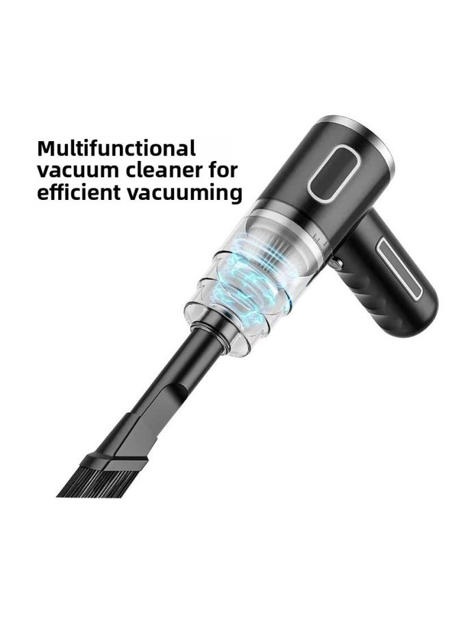 Generic - Wireless Portable Handheld Dust Blower Computer Case Keyboard Furniture Powerful Cleaning Dust Collector Keyboard Brush Vacuum Cleaner-Color:Black Rechargeable Double Filter With 3 Brushes - Image 1