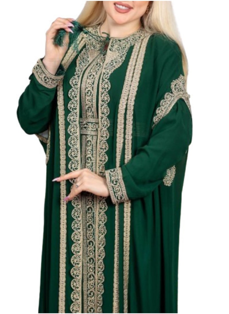 ماركة غير محددة عبايه ذهب الخامه شيفون مبطن ليكرا مقاس وان سايز يلبس الي 95 كيلو من GAMAL SONS FOR ABAYA  - Image 2