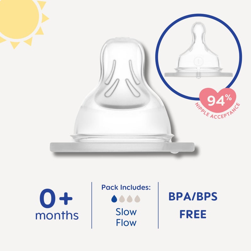 مام Bottle Nipples Slow Flow Nipple Level 1, for Newborns and Older, SkinSoft Silicone Nipples for Baby Bottles, Fits All  Bottles, 4 Pack - Image 2