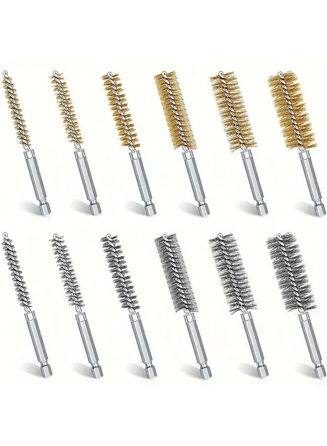 6pcs Brass Drill Brush Set For Pipe Cleaning Hexagonal Bits - Image 5