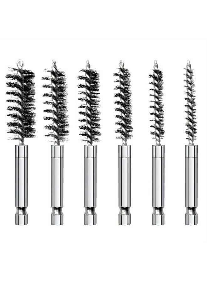 6pcs Brass Drill Brush Set For Pipe Cleaning Hexagonal Bits - Image 2