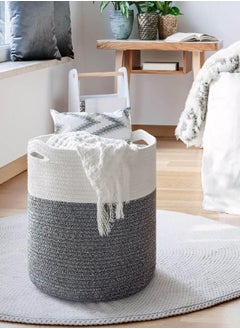 Goodpick Goodpick Large Cotton Rope Basket 15.8"x15.8"x13.8"-Baby Laundry Basket Woven Blanket Basket Nursery Bin, Gray  - Image 2