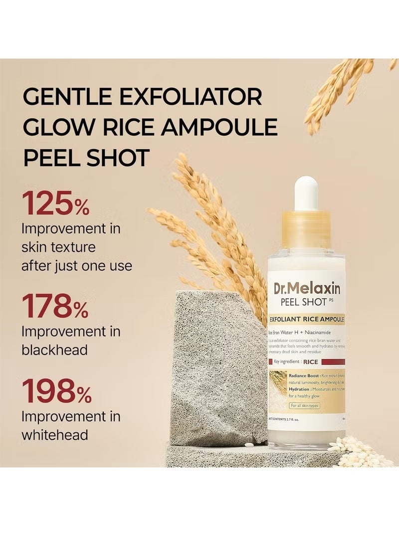 Dr. Melaxin Dr. Melaxin Peel Shot Gomage Ampoule, 2.8 fl oz (80 ml), Pores, Blackheads, Sebum Peeling, Exfoliating Care, Texture Rice Bran Water, Rice Bran Extract, White Rice, Black Rice, Blackhead, Dry  - Image 2