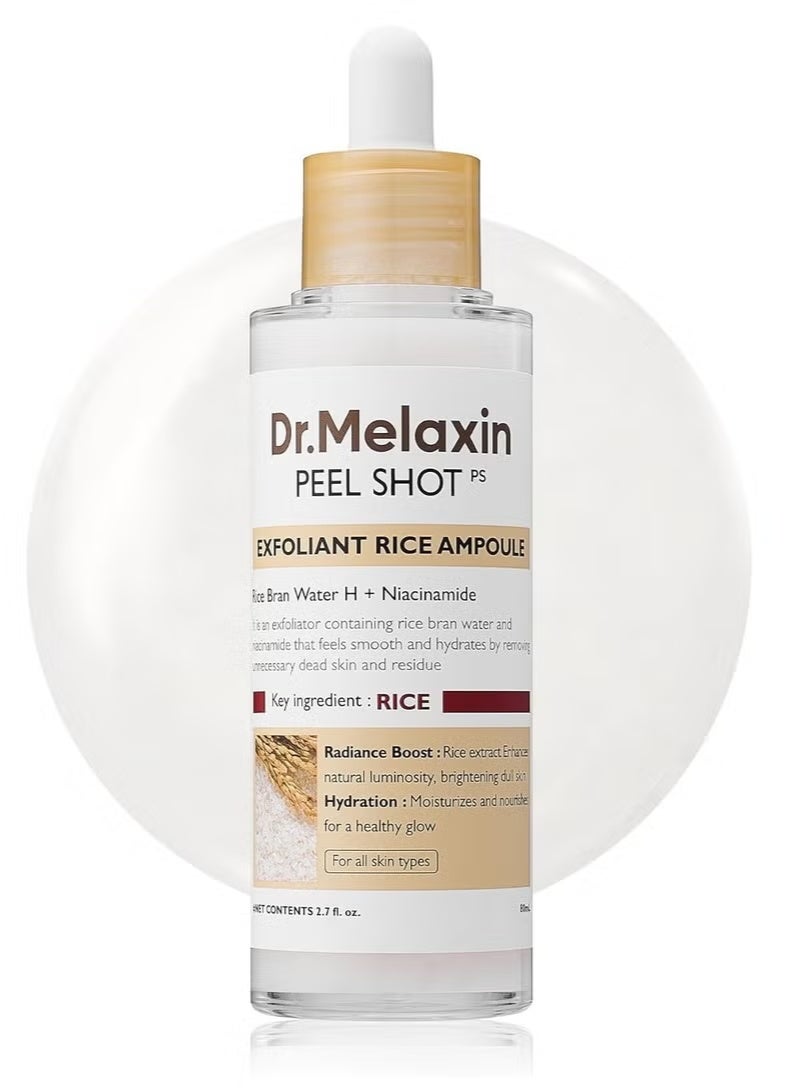 Dr. Melaxin Dr. Melaxin Peel Shot Gomage Ampoule, 2.8 fl oz (80 ml), Pores, Blackheads, Sebum Peeling, Exfoliating Care, Texture Rice Bran Water, Rice Bran Extract, White Rice, Black Rice, Blackhead, Dry  - Image 1