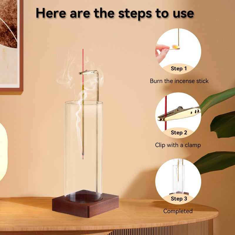 Durmmur 1 Pack Incense Holder for Sticks, Insence-Stick Holder Ash Catcher with Removable Glass [Anti-Ash Flying], Mess-Free Incense Burner Holder, Perfect for Meditation Yoga Relaxation, Home Decor - Image 5