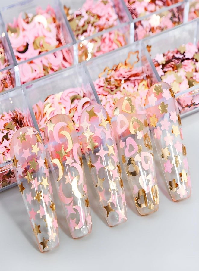 Lifextol 4 Box Nail Glitter for Press on Nails DIY Supplies, Chunky Glitter Acrylic Powder Nails Fine Glitter for Fake Nails Decor, Nail Art Foil Holographic Glitter Shapes Star Flakes Nail Sequins-C - Image 3