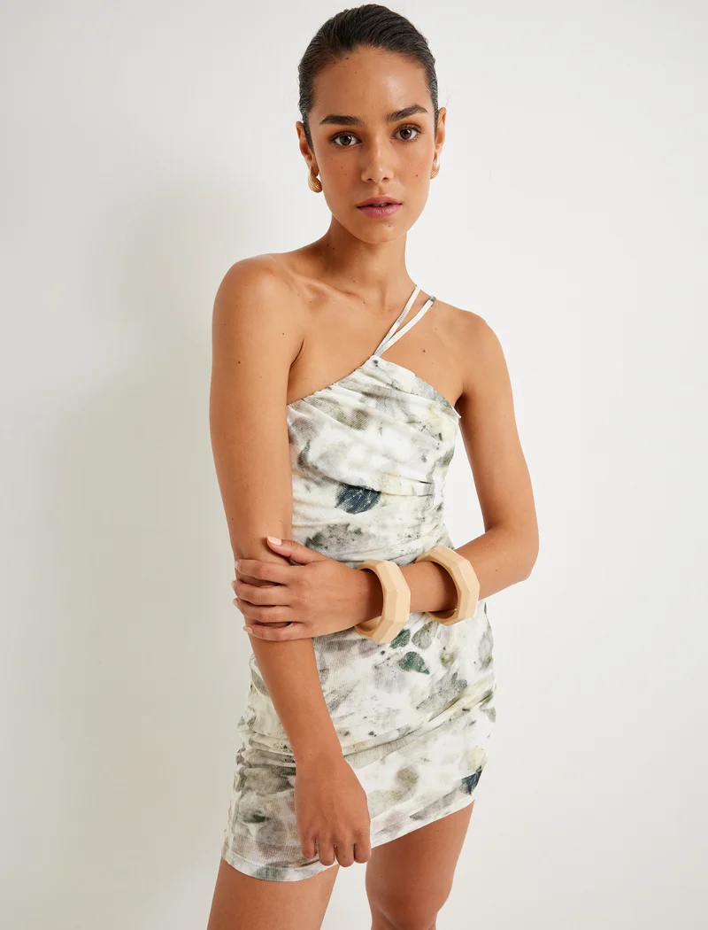 كوتون One Shoulder Mini Dress