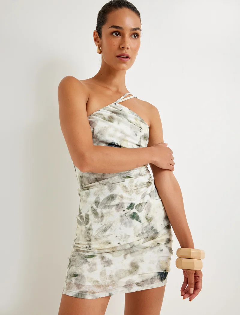 كوتون One Shoulder Mini Dress