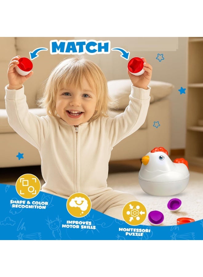 سوفام ألعاب البيض للأطفال -ألعاب الأطفال التعليمية -تحتوي على 12 بيضة بلاستيكية متطابقة موضوعة في صندوق دجاج صغير -مناسبة للأطفال الذين تتراوح أعمارهم بين 1 و 2 و 3 و 4 و 5 سنوات للتصنيف المبكر للألعاب التعليمية والألعاب - Image 4