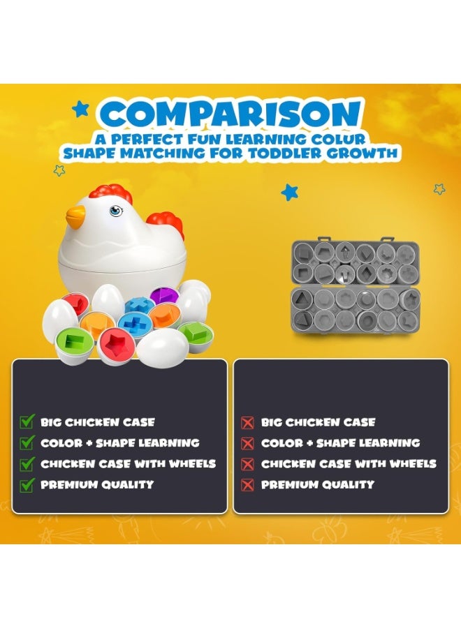 سوفام ألعاب البيض للأطفال -ألعاب الأطفال التعليمية -تحتوي على 12 بيضة بلاستيكية متطابقة موضوعة في صندوق دجاج صغير -مناسبة للأطفال الذين تتراوح أعمارهم بين 1 و 2 و 3 و 4 و 5 سنوات للتصنيف المبكر للألعاب التعليمية والألعاب - Image 5