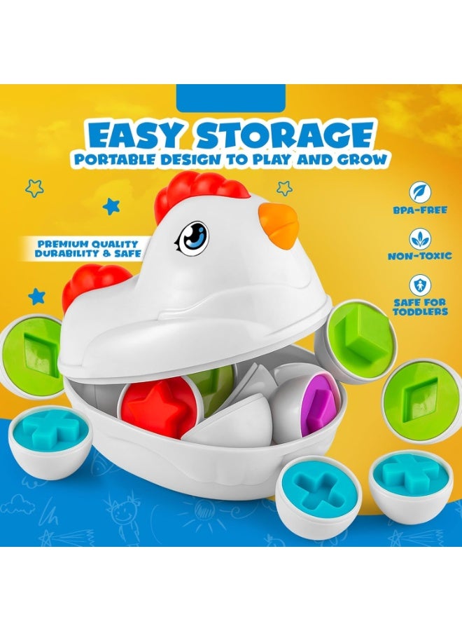 سوفام ألعاب البيض للأطفال -ألعاب الأطفال التعليمية -تحتوي على 12 بيضة بلاستيكية متطابقة موضوعة في صندوق دجاج صغير -مناسبة للأطفال الذين تتراوح أعمارهم بين 1 و 2 و 3 و 4 و 5 سنوات للتصنيف المبكر للألعاب التعليمية والألعاب - Image 2