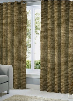 LuxHome 100% Polyester Eyelet Curtains - Modern Design, Easy Care, 2 Pcs for Living Room, Olive Brown, (130 cm x 268 cm)  - Image 2
